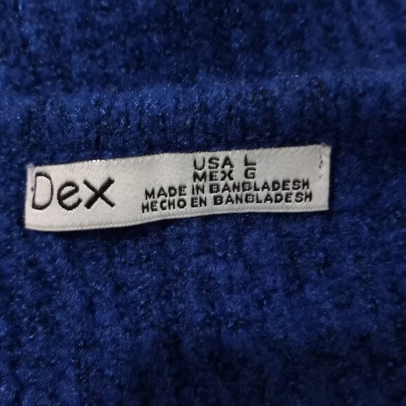 DEX ROYAL BLUE TWIST DEEP V NECK LONG SLEEVE SWEATER WOMEN SIZE L - Picture 6 of 8